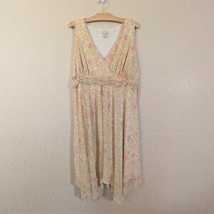 VTG Jonathan Martin Paisley Floral Tank Dress 14W 90s fairy Feminine Asymmetric